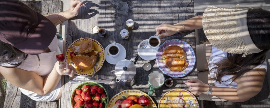 Breakfast served in villa