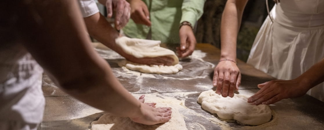 Pizza night prepared in villa